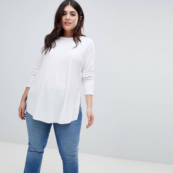 ASOS Curve Tops - ASOS CURVE TUNIC TOP W/ SIDE SPLIT & CURVED HEM